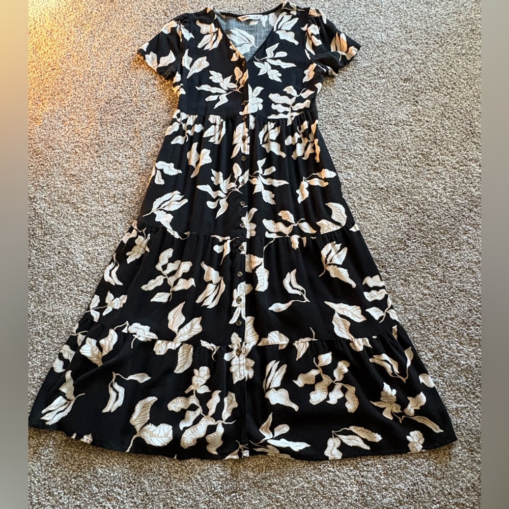 Sonoma Black and Cream Floral Dress